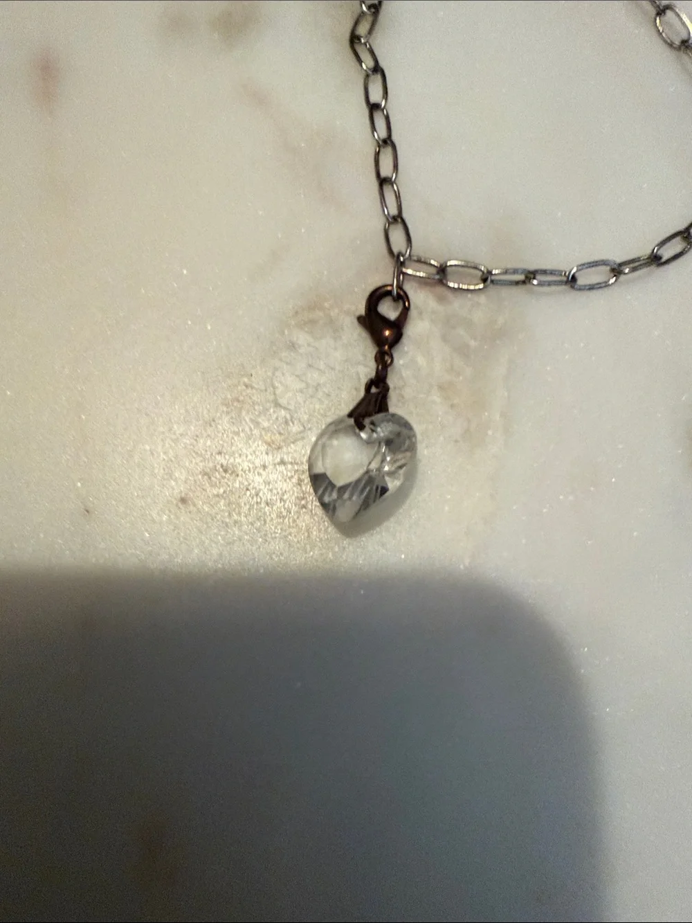 Twilight Sage Eclipse Bracelet with Brown Wolf Charm and Clear Crystal Heart